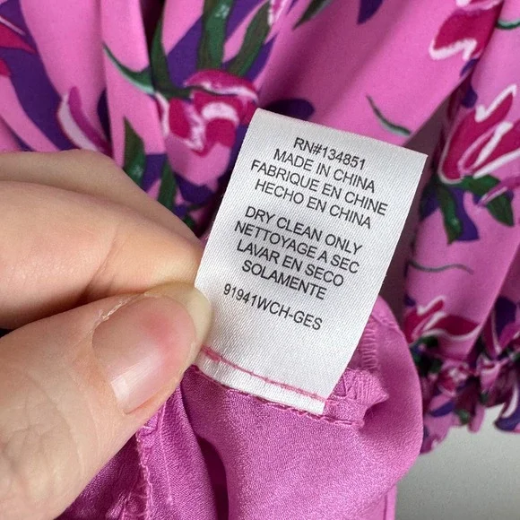 WAYF Tiered Ruffle Floral Mini Dress Size Medium Pink Long Sleeve Feminine Flowy - Picture 8 of 11